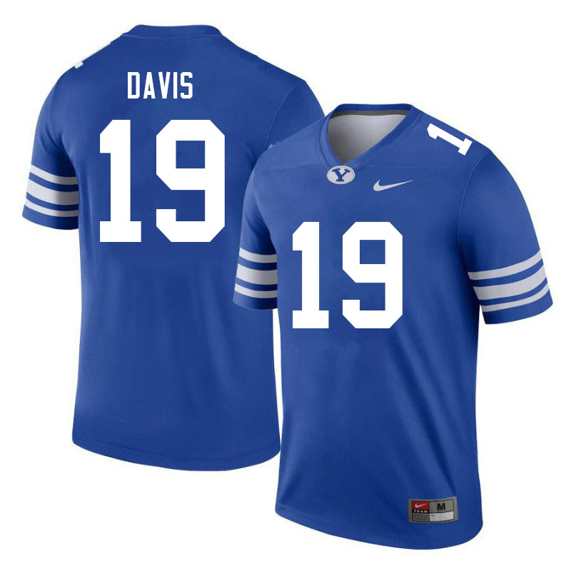 Men #19 Miles Davis BYU Cougars College Football Jerseys Sale-Royal - Click Image to Close